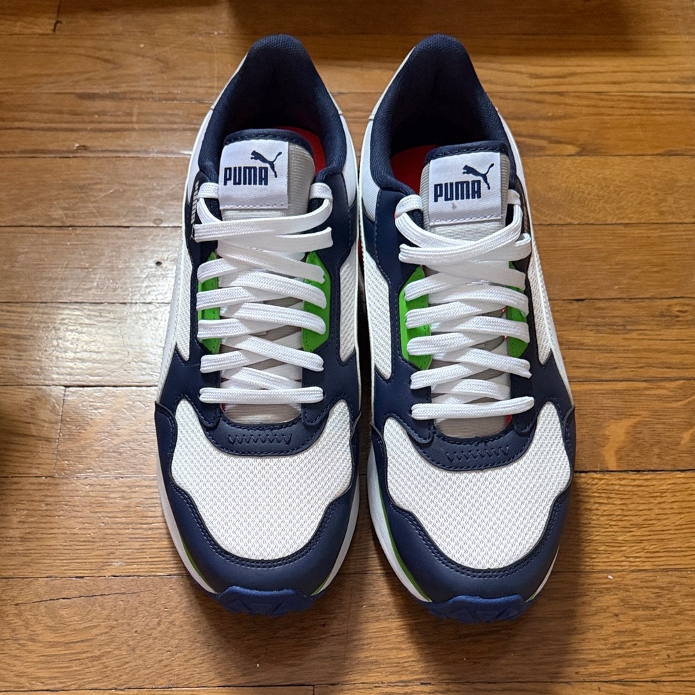Puma Men’s Navy, White & Green Low-Top Sneakers